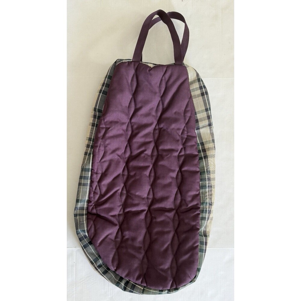 Kensington Roustabout Equestrian Horse Purple Plum Plaid Padded Bridle Bag EUC - Picture 2 of 5